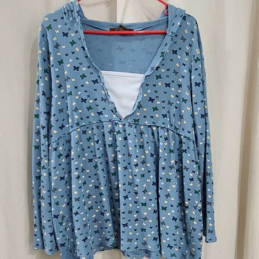 Lena Jeans Womens Pullover Hoodie  Butterflies 3X